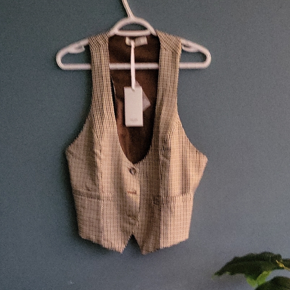 Grace Karin Brown Houndstooth Vest